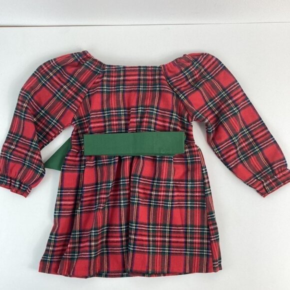 Girls Plaid Holiday Christmas Dress with Bow Detail 3Y - Picture 5 of 6